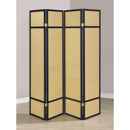 Sensei - 4 Panel Bamboo Room Divider Folding Screen - Natural