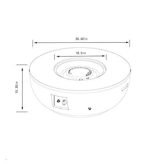 Propane Gas Fire Pit Table, 50000 Btu, Round With Tank Holder For Outside - Gray