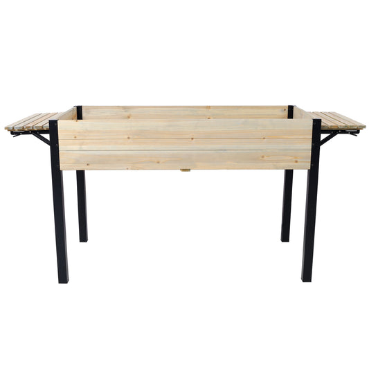 Raised Garden Bed With Metal Legs And Folding Storage Shelf