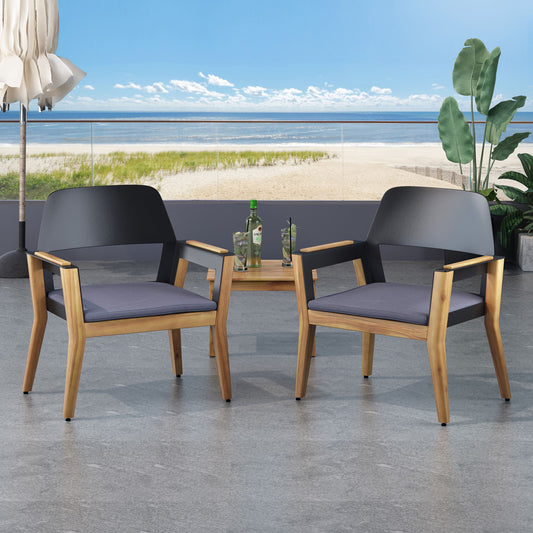 Soho - Transitional Style Outdoor Club Chair (Set of 2) With Cushions - Teak