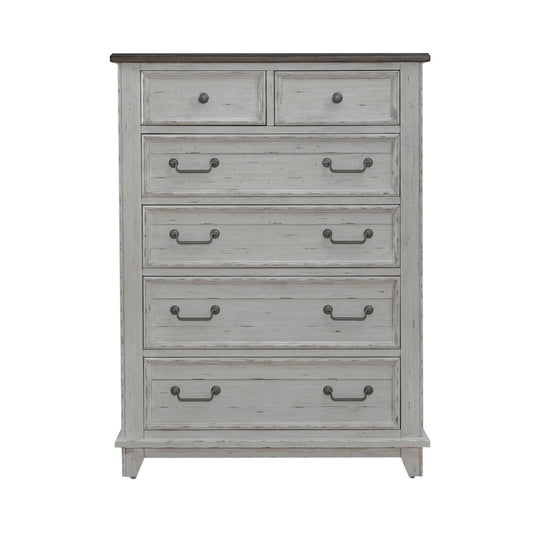 River Place - 6 Drawer Chest - Riverstone White & Tobacco