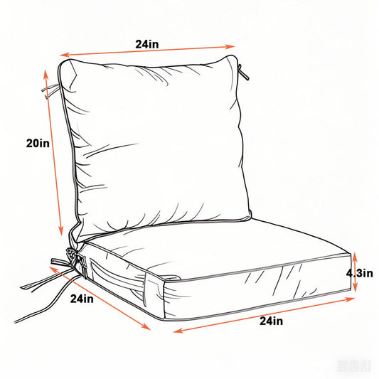 24X24 Inch Outdoor Deep Seat Cushion Set Waterproof Fade Resistant Patio Furniture Cushions With Removable Covers, Adjustable Straps & Handles (Set of 2) - Red