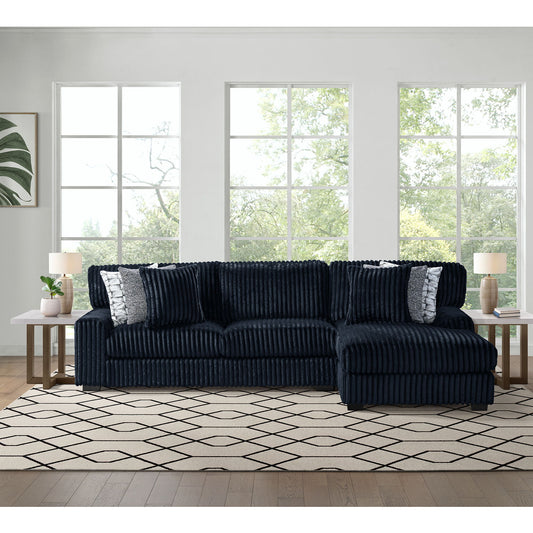 Nightfall - LHF Loveseat With 4 Pillows 20" (2 Winkin Walnut, 2 Nod Walnut) - Grand Cord Black