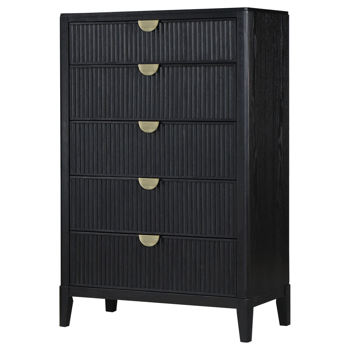 Mason - 5 Drawer Chest With Fluted Design - Black