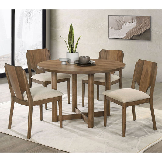 Graham - 5 Piece Round Dining Table Set - Walnut