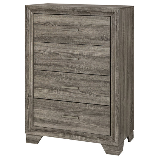 Funston - 4 Drawer Chest Of Drawers With Bar Handles - Brown Oak