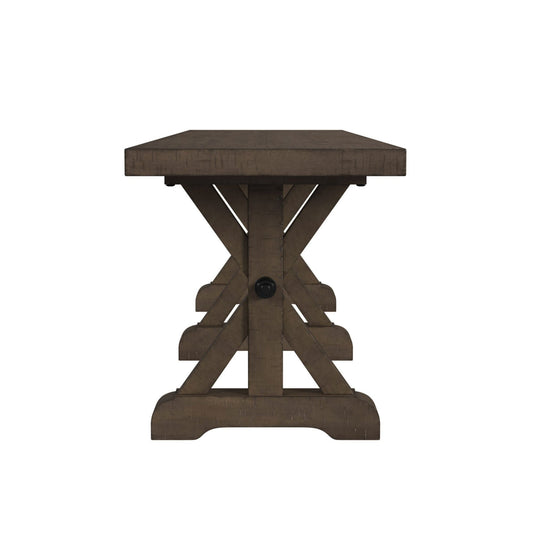 Yellowstone - Dining Bench With Metal Bar Cross - Medium Brown