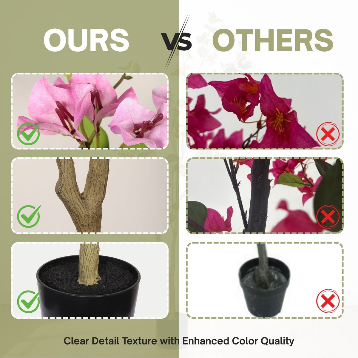 Artificial Bougainvillea Tree, Realistic Faux Plant In Pot, Indoor Decor For Home - Baby Pink / Green Leaf