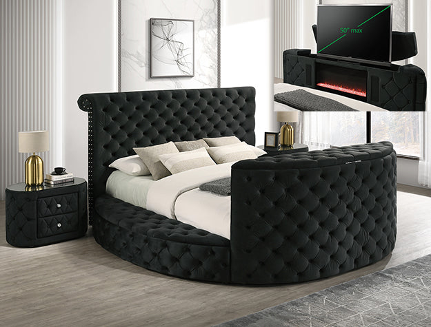 Voltare Fireplace/TV Lift Bed Black