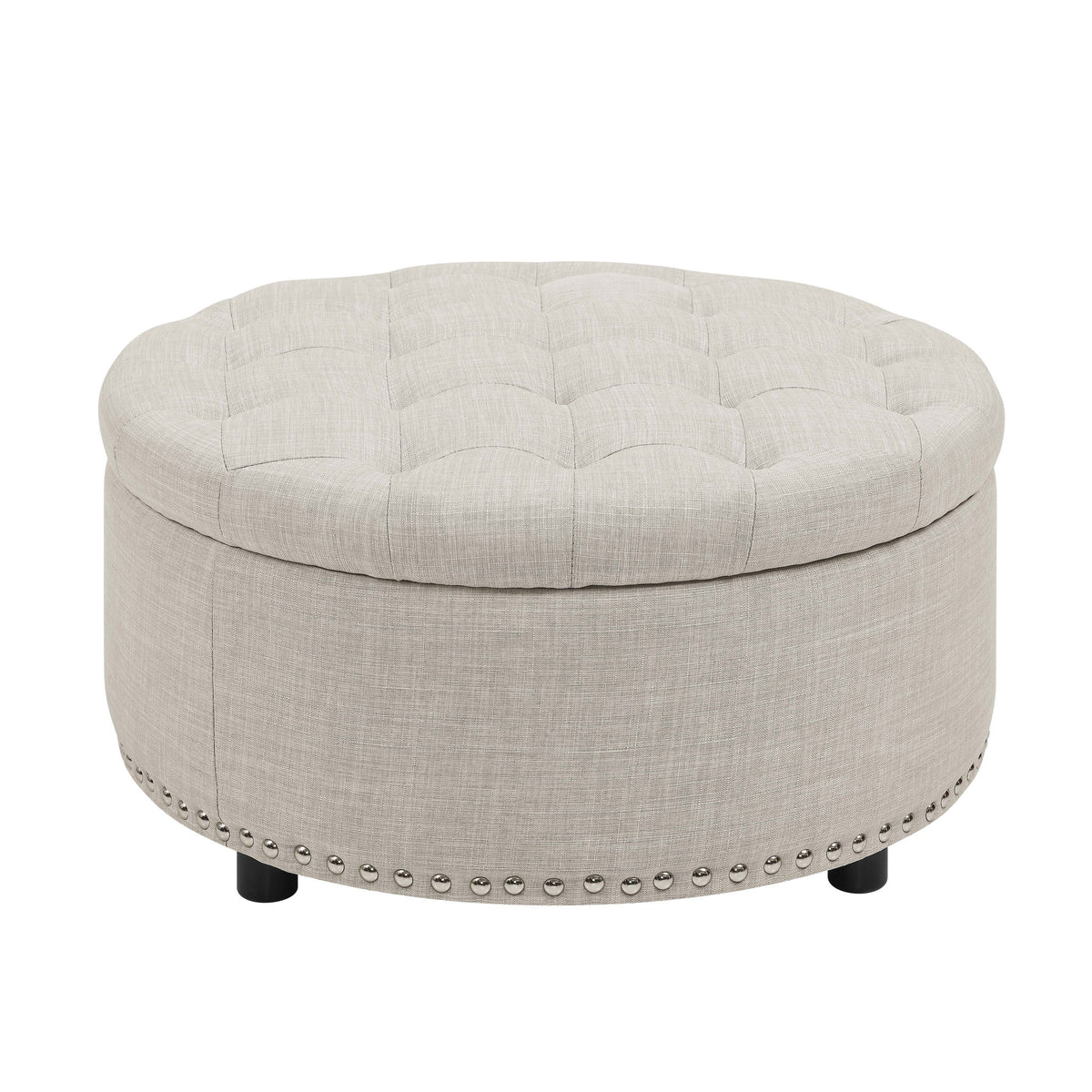 Tufted Storage Ottoman - Almond