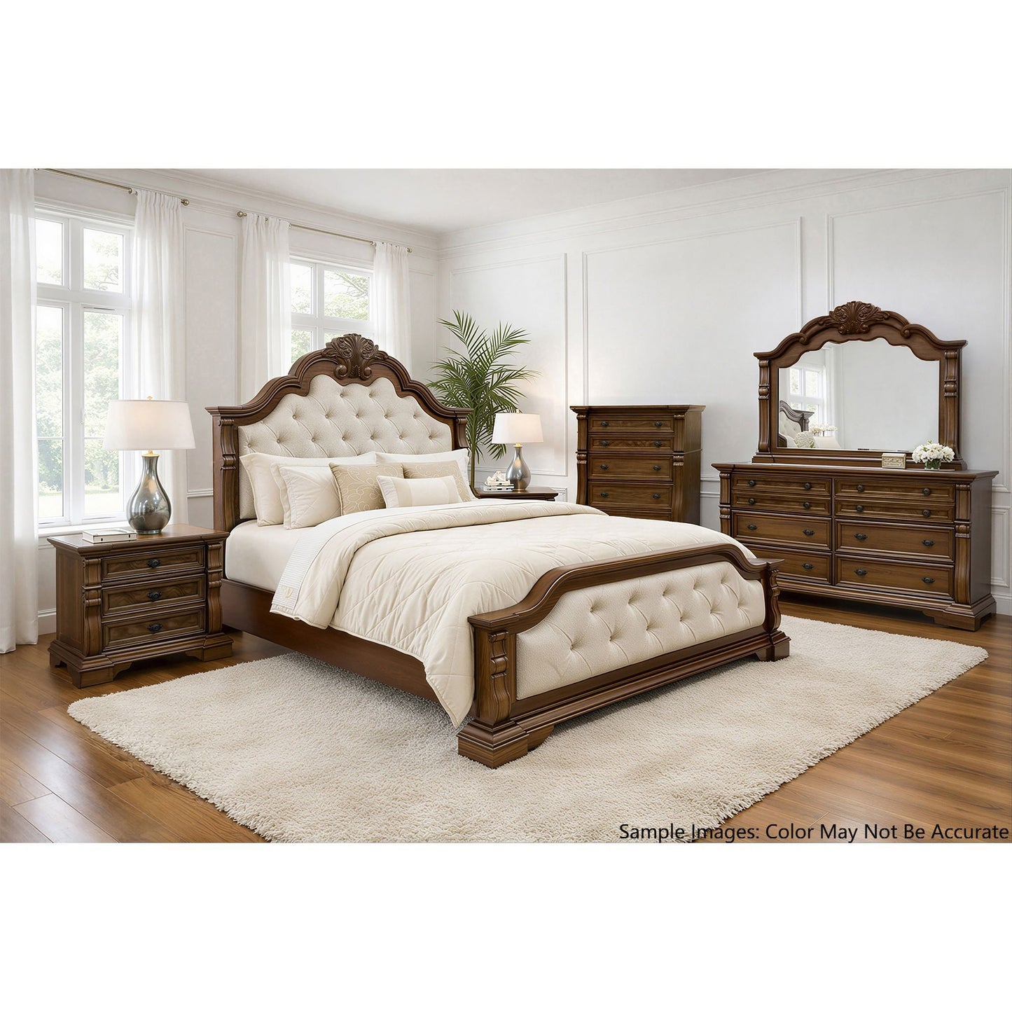 Alamonte - Queen Upholstered Headboard - Medium Brown / Sand