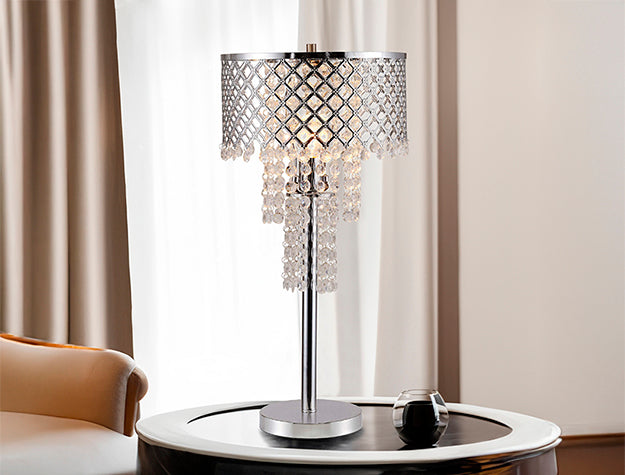 Crystal On Mesh Table Lamp 24"h