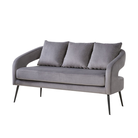 Open Back Loveseat Settee With 3 Pillows