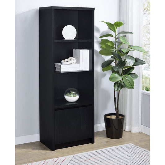 Sloat - 3 Shelf Media Tower With Cabinet Storage - Black