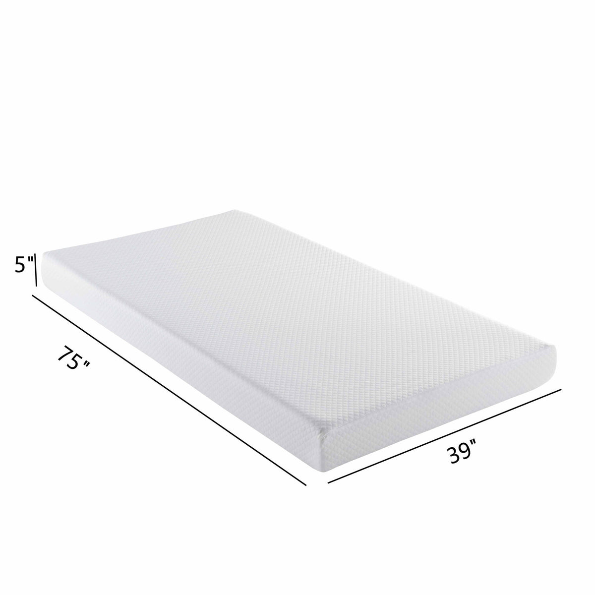 5" Medium Firm Memory Foam Mattress - White - Twin Size