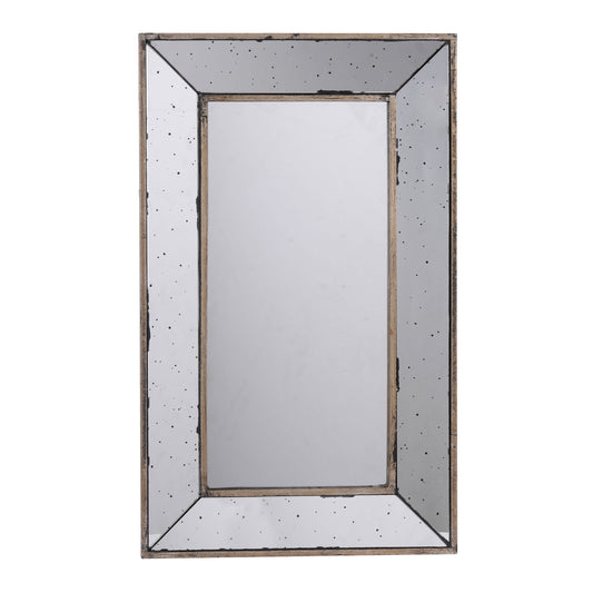 Distressed Accent Mirror, Traditional Style Framed Wall Mirror For Living Room