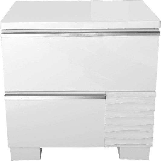 2 Drawer Nightstand, Bedside Table - White