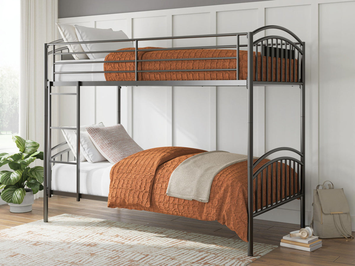 Lanceburg - Twin/Twin Bunk Bed With Ladder - Gray