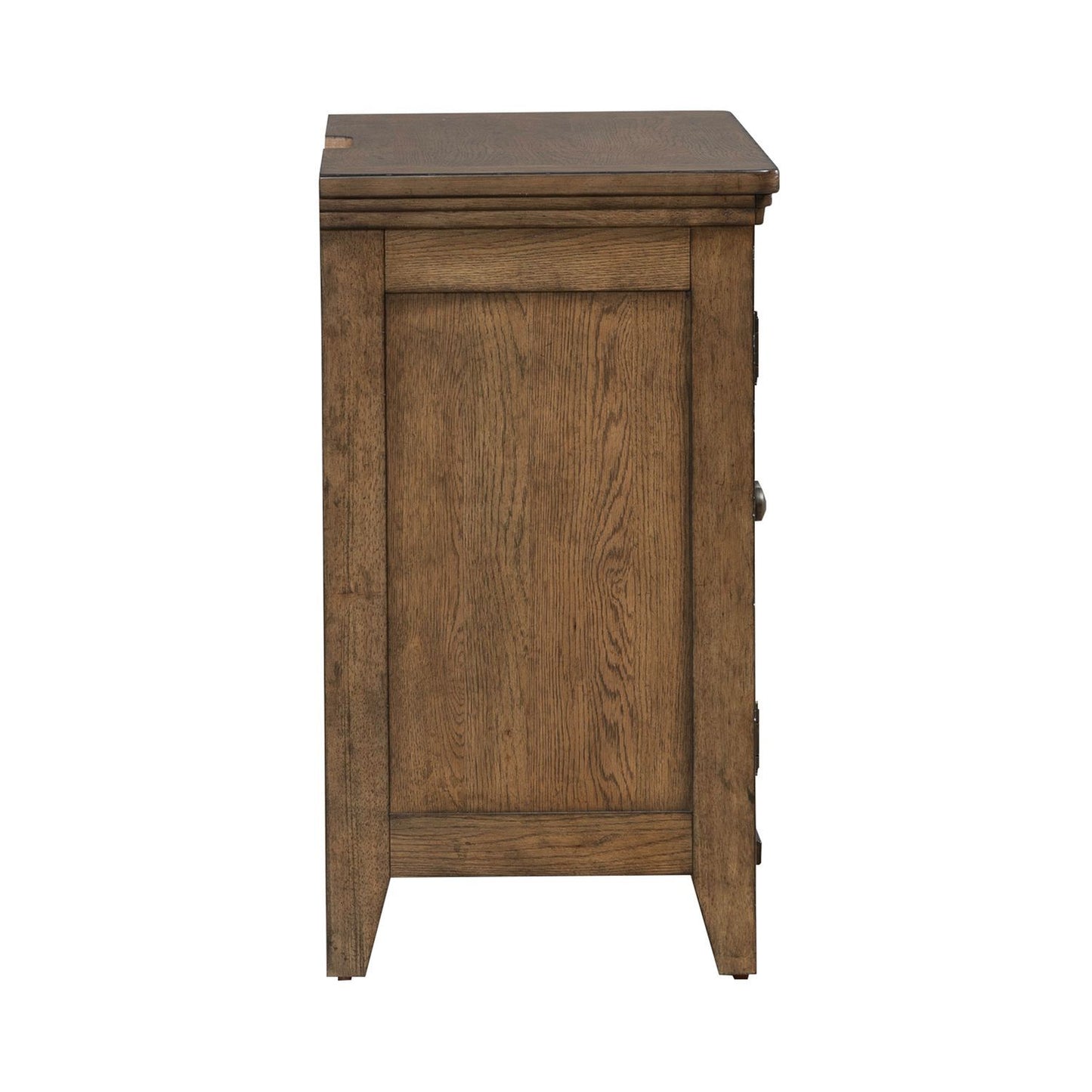 Carolina Park - 2 Door Bedside Chest With Charging Station - Amber Brown