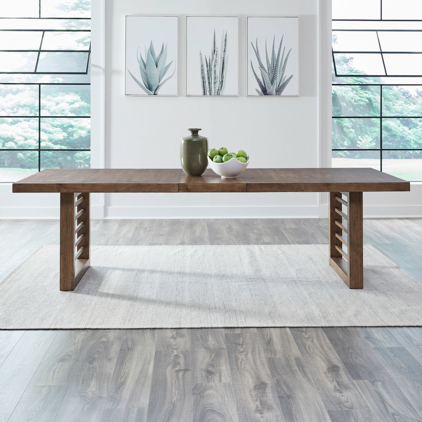 Shaker Lakes - Double Pedestal Table Set - Brown