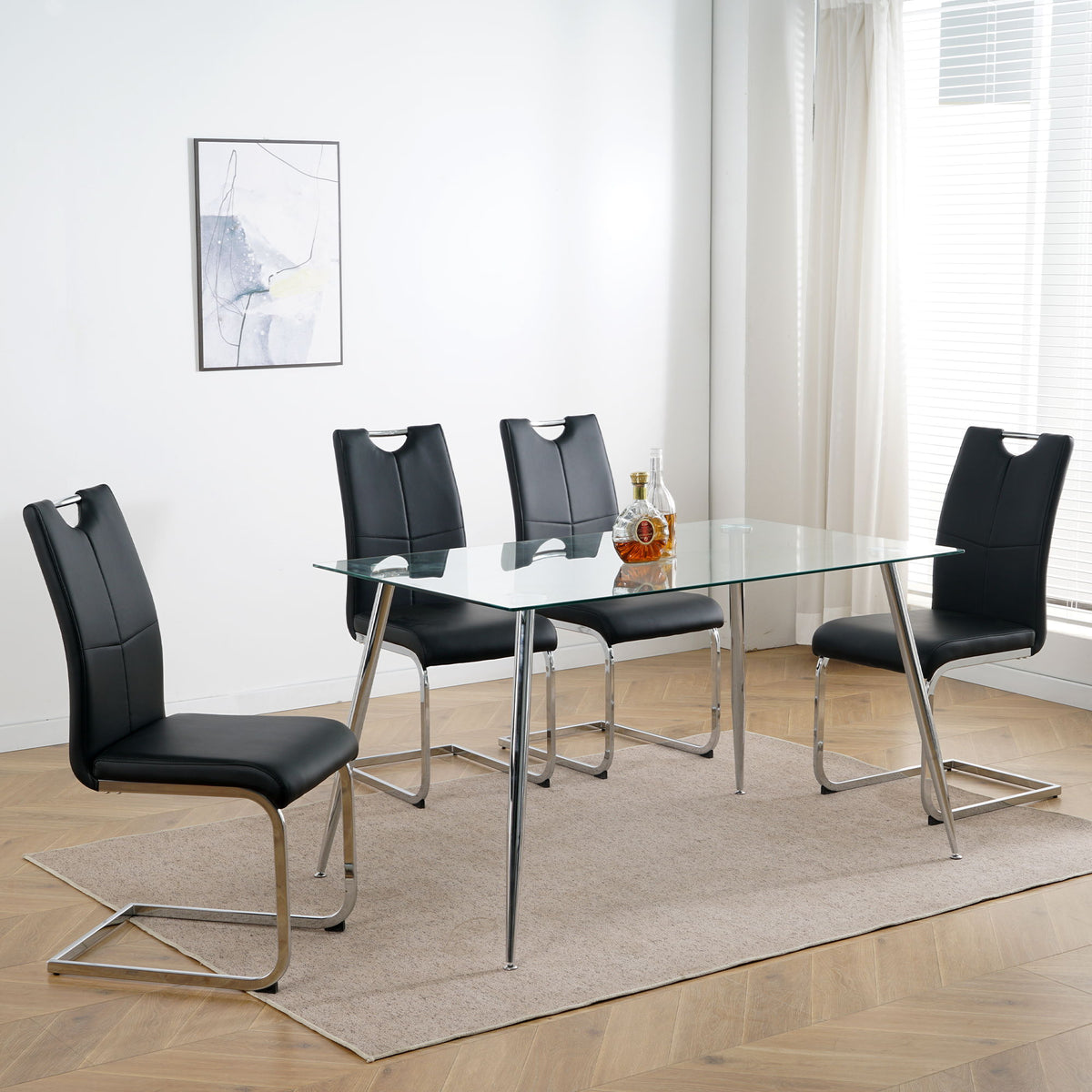 Modern Dining Chairs With Padded Seat And Metal Legs