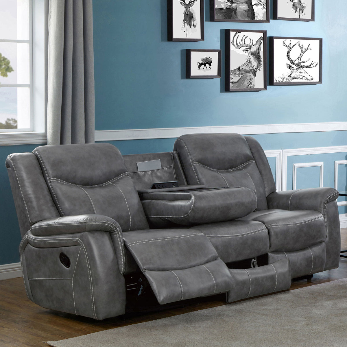 Hudson - Motion Sofa Pillow Top Arms Reclining Comfort - Gray