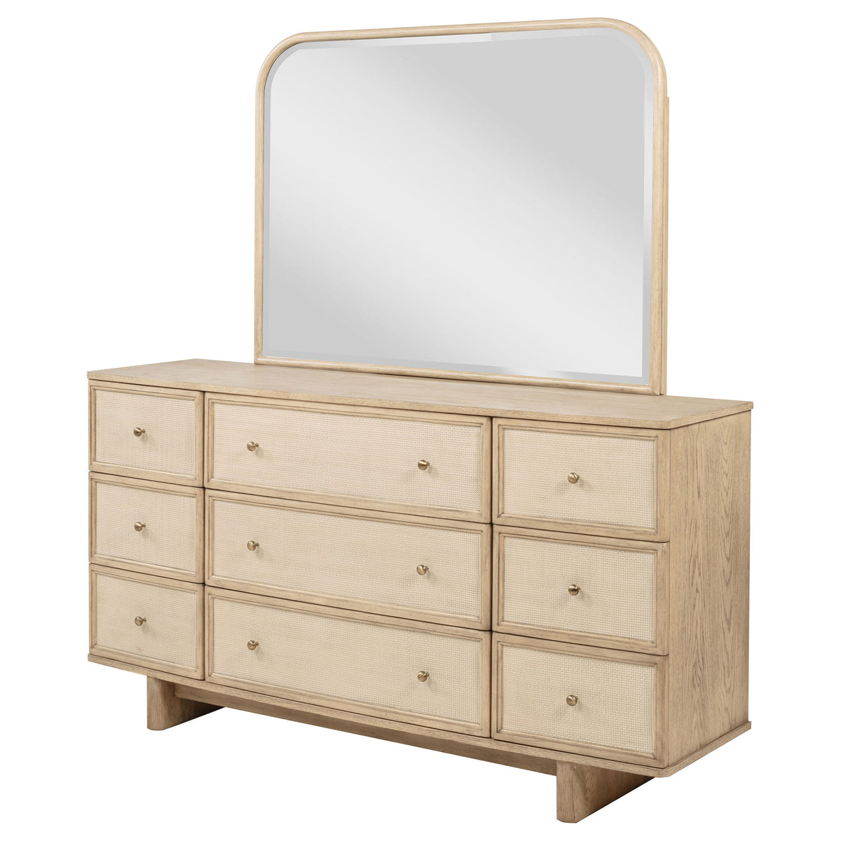 Kimpton - 9 Drawer Dresser With Mirror - Beige