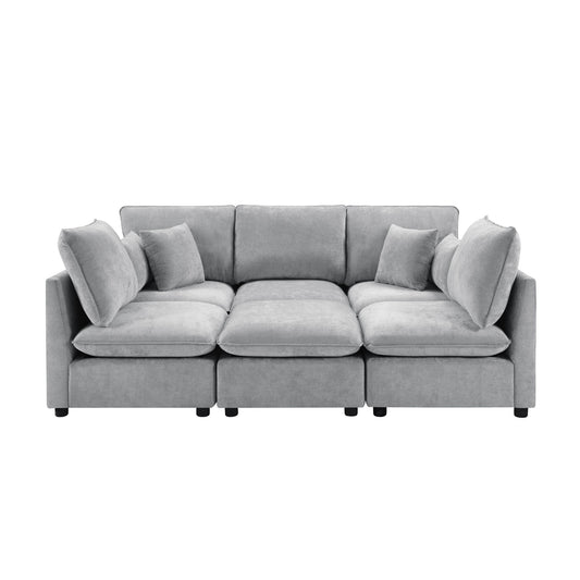 Modern Sectional Sofa U-Shaped With Movable Ottoman Storage Armrests And USB Ports