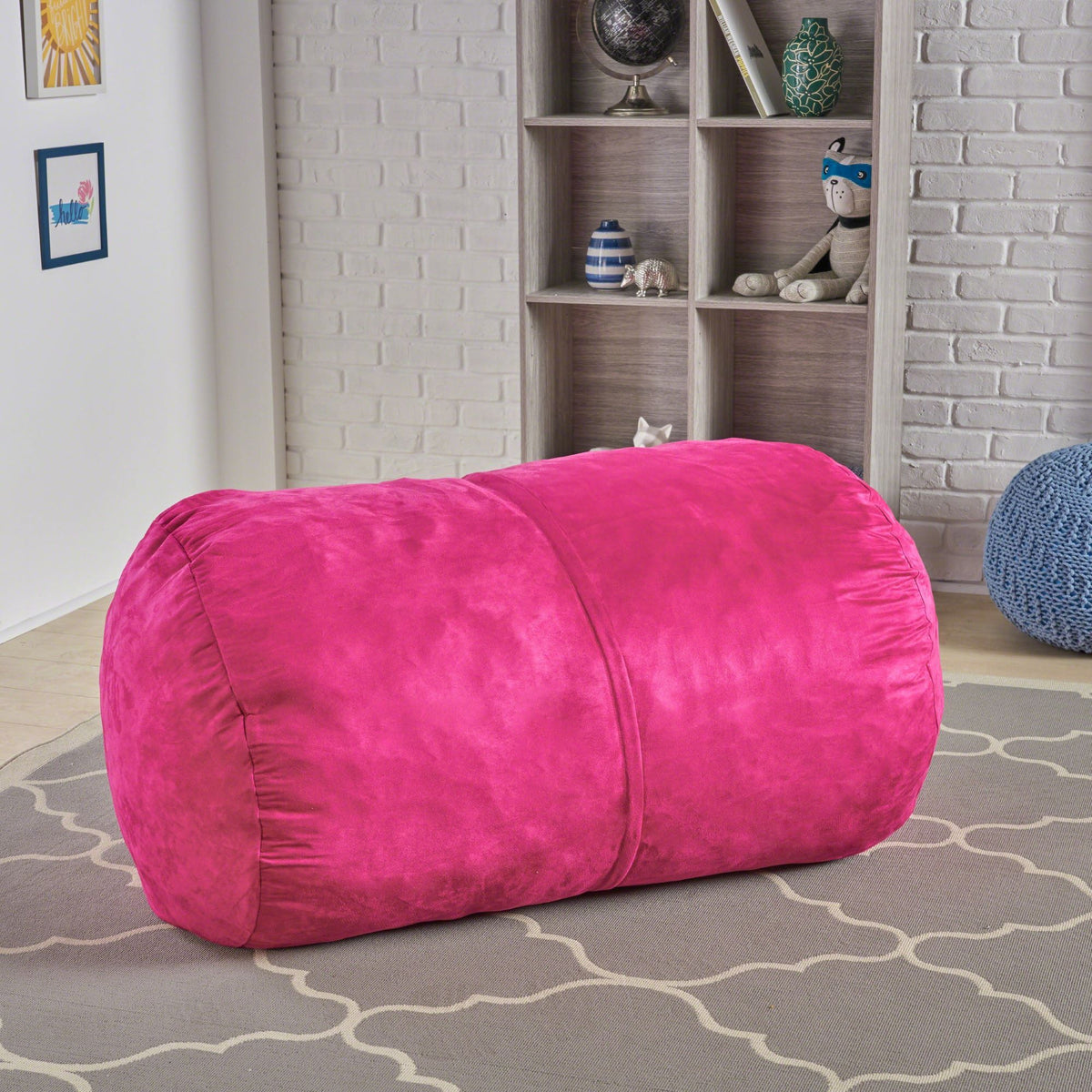 Michael - Modern Cylindrical Suede Bean Bag Chair