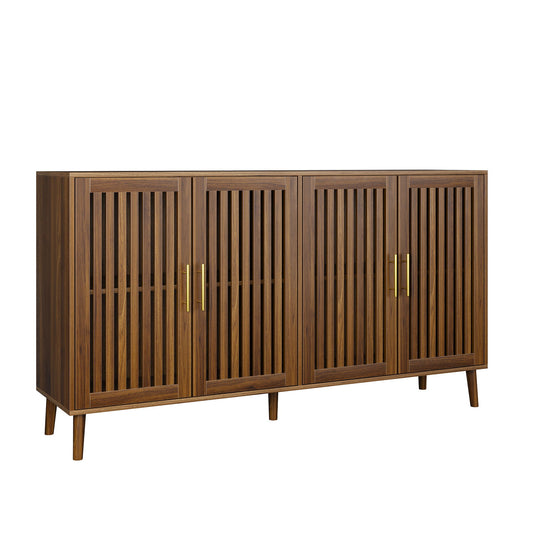 Grille Striped Sideboard Buffet Cabinet With Storage