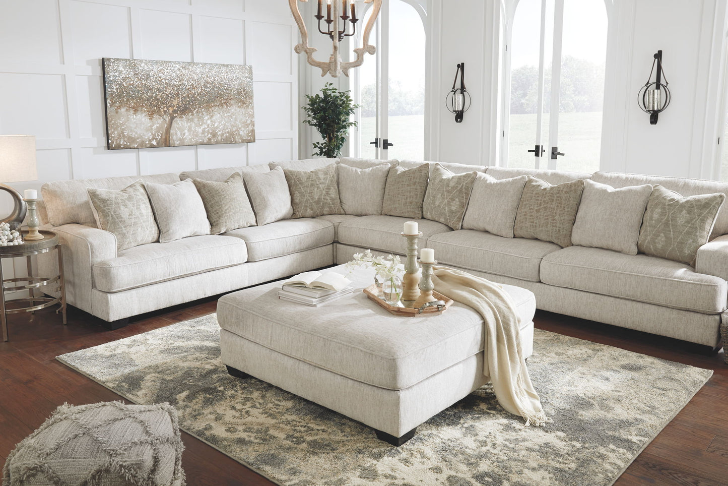 Rawcliffe - Oversized Accent Ottoman - Parchment