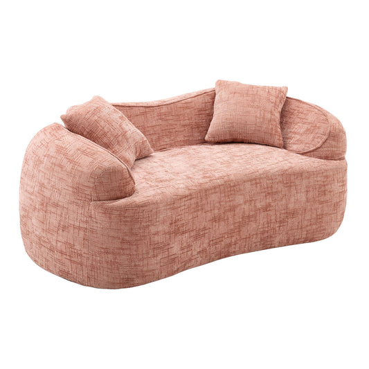 Curved 2 Person Compress Sofa With Armrests, Includes Pillows