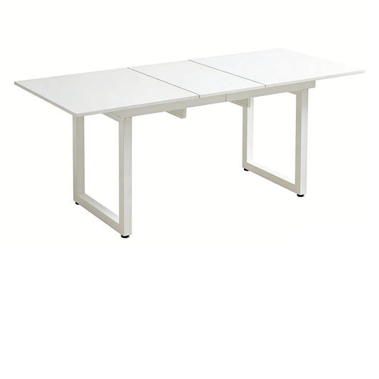 Square Extendable Dining Table With Metal Leg, Modern Space Saving Kitchen Table For Living Room