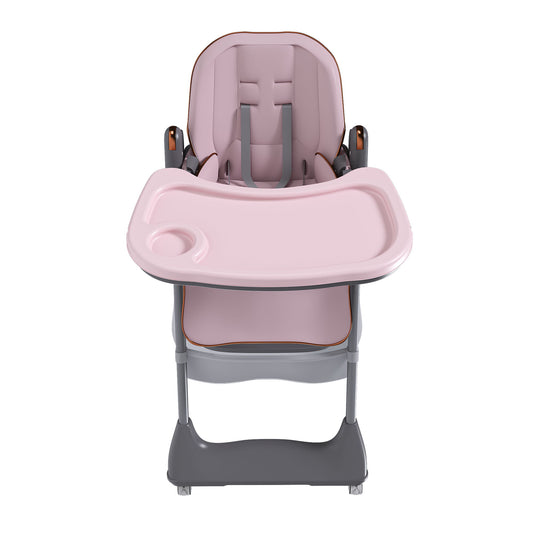 Adjustable Baby High Chair 0-6 Years, Portable Infant Feeding Seat With Safety Belt, Silent Lockable Wheels