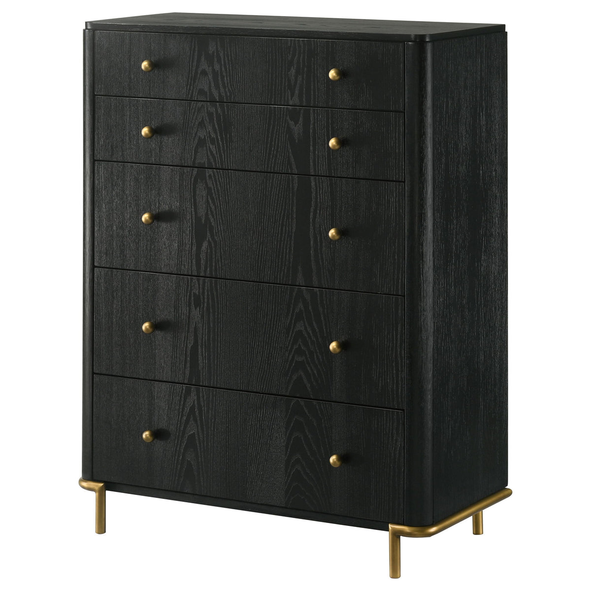 Anser - 5 Drawer Chest, Bedroom Storage Furniture - Black