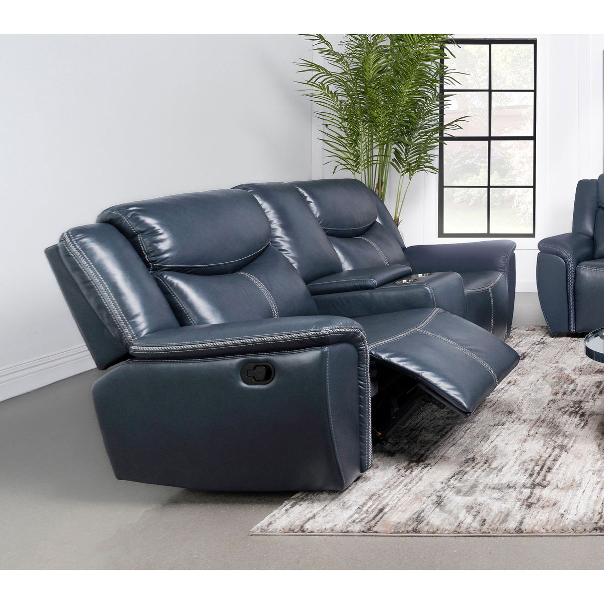 Stanwicke - Motion Reclining Loveseat With Console - Blue