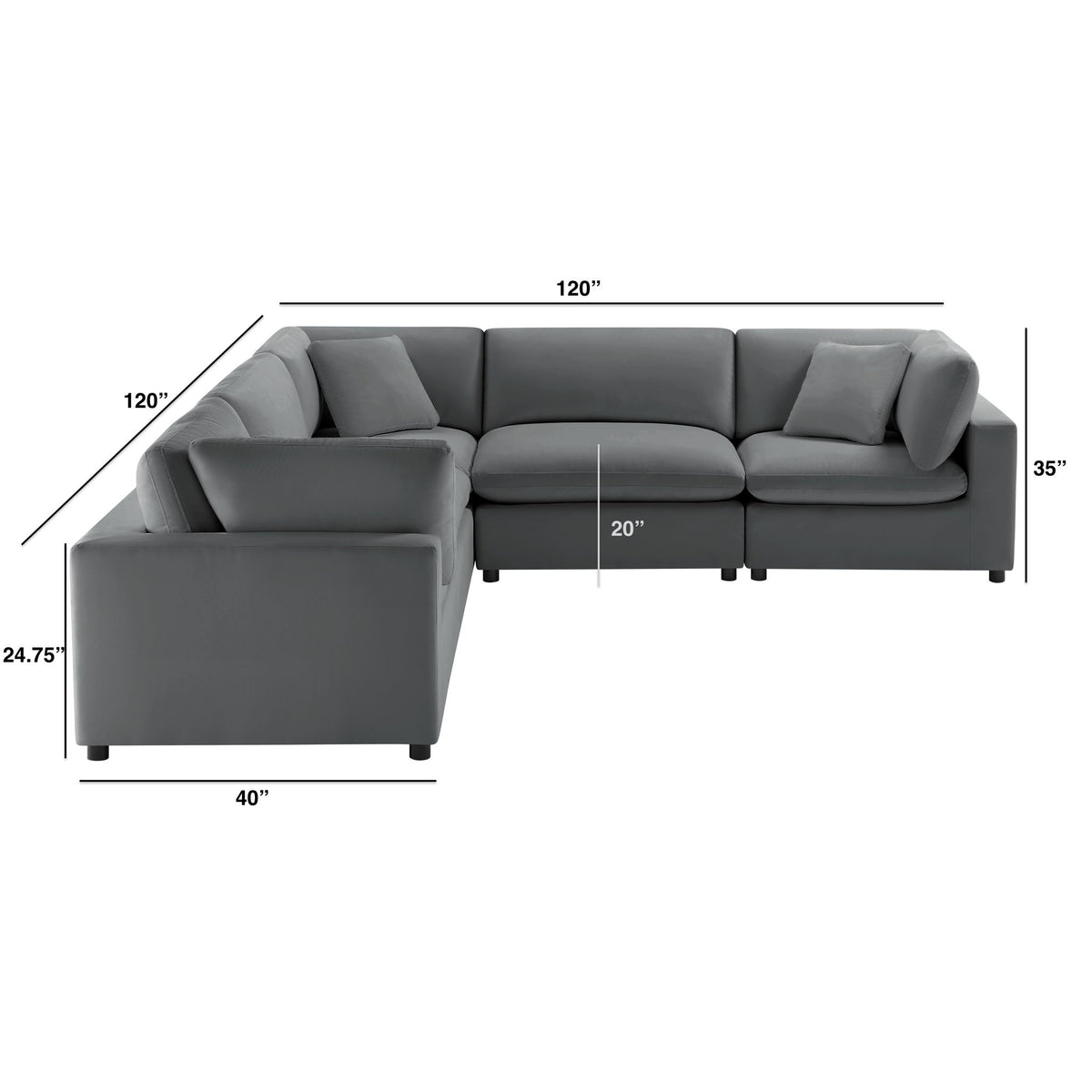 Caylie - Modular 5 Piece Sectional - Charcoal