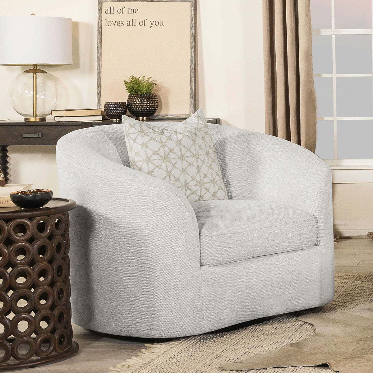 Rory - Sloped Arms Chair With Pillow - White