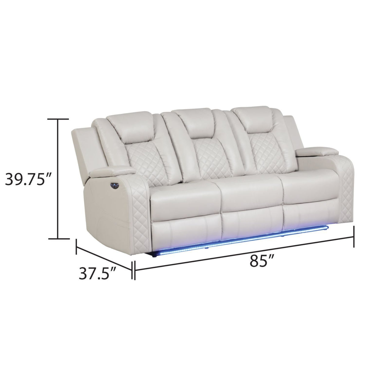 Benz - Power Recliner Set With LED Lighting And USB Charging