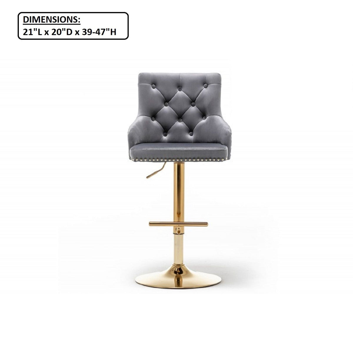 Adjustable Swivel Bar Stool With Nailhead Trim (Set of 2)