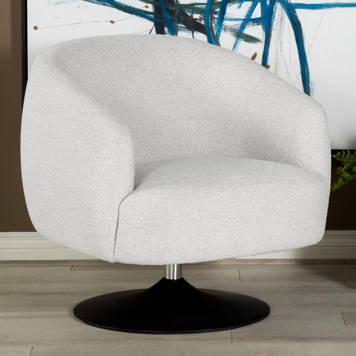 Upholstered Swivel Accent Chair, 360 Degree Rotation - Beige