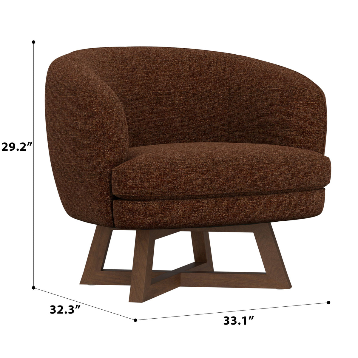 Swivel Accent Chair With Sculptural Base - Red