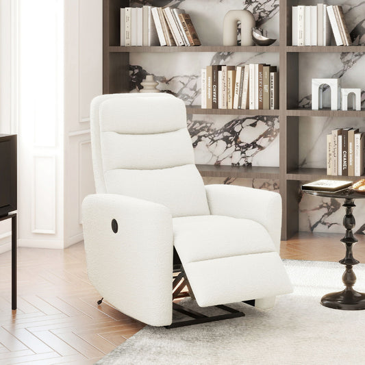 Bloomy - High Back Power Recliner Motion Chair - Chiffon White
