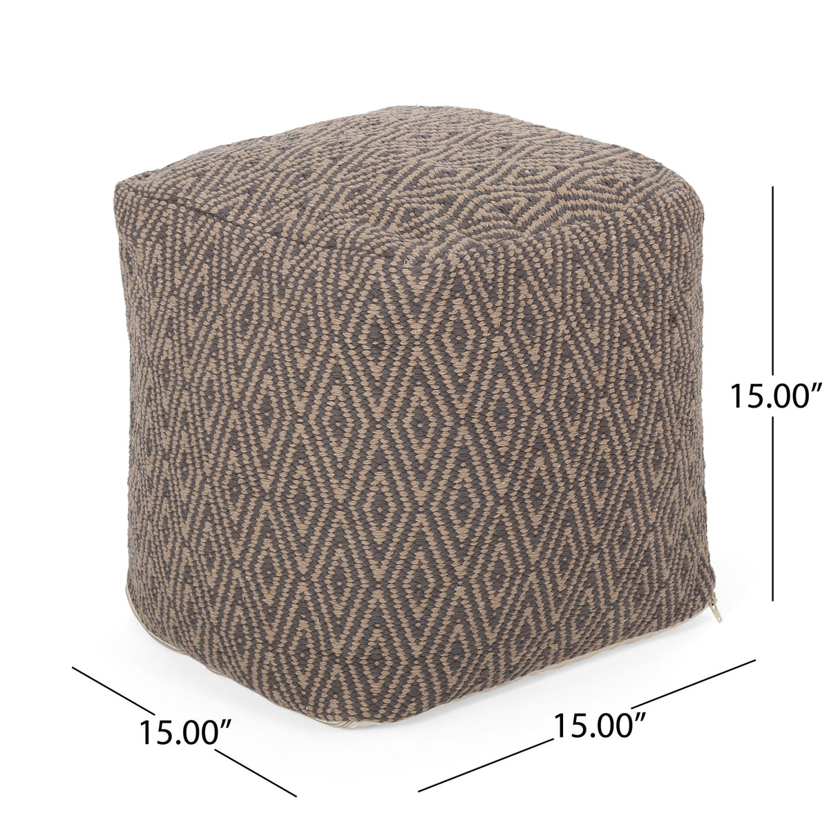 Amuleto - Hand Loomed Cotton Pouf - Gray / Brown