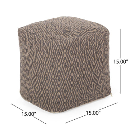 Amuleto - Hand Loomed Cotton Pouf - Gray / Brown