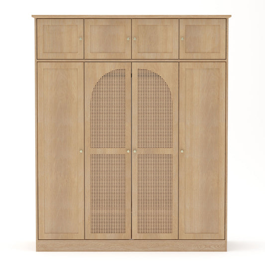8 Door Armoire Wardrobe With Adjustable Shelves And Hanging Rod
