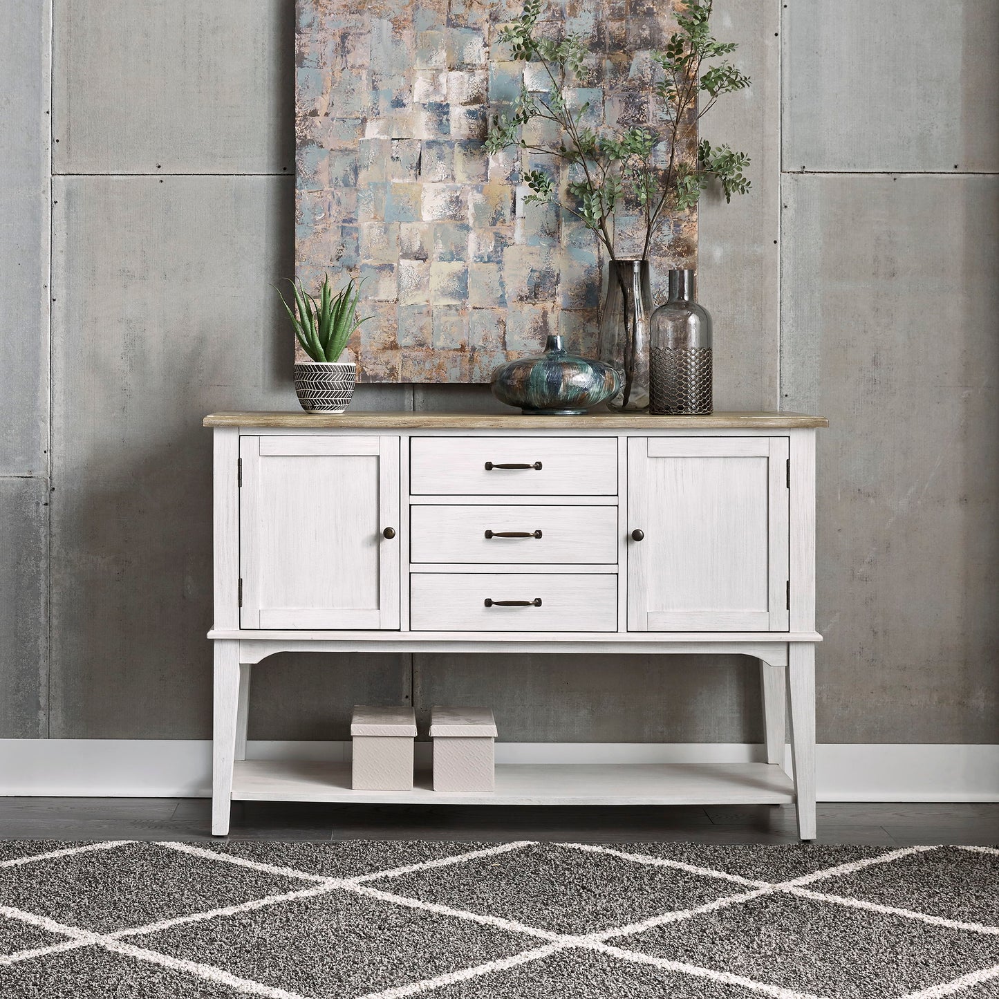 Summerville - Server - Soft White Wash / Wirebrushed Gray