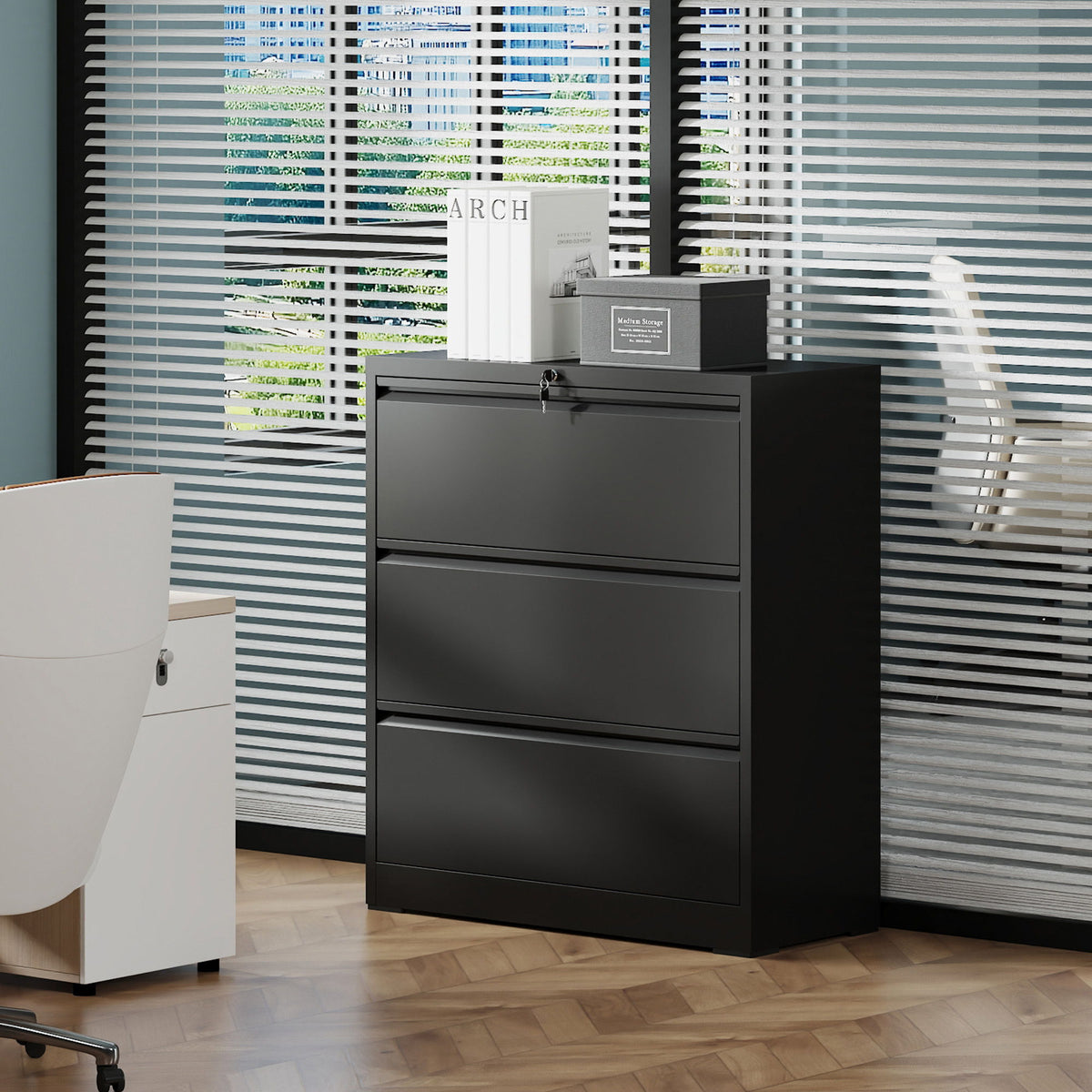 Lateral File Cabinet, Heavy Duty Filing Holds Letter/Legal/A4 Files