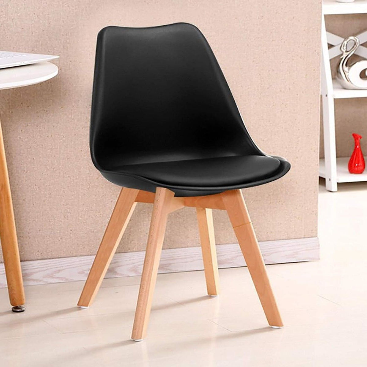 Padded Seat Cushions Home Kitchen Side Chair (Set of 2) - Black