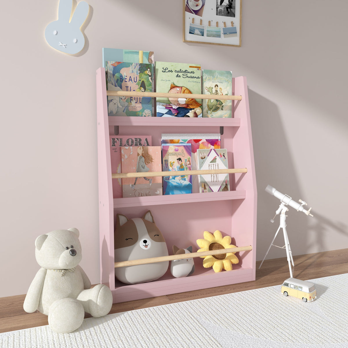 3 Tier Book Shelf, Compact Storage For Bedrooms